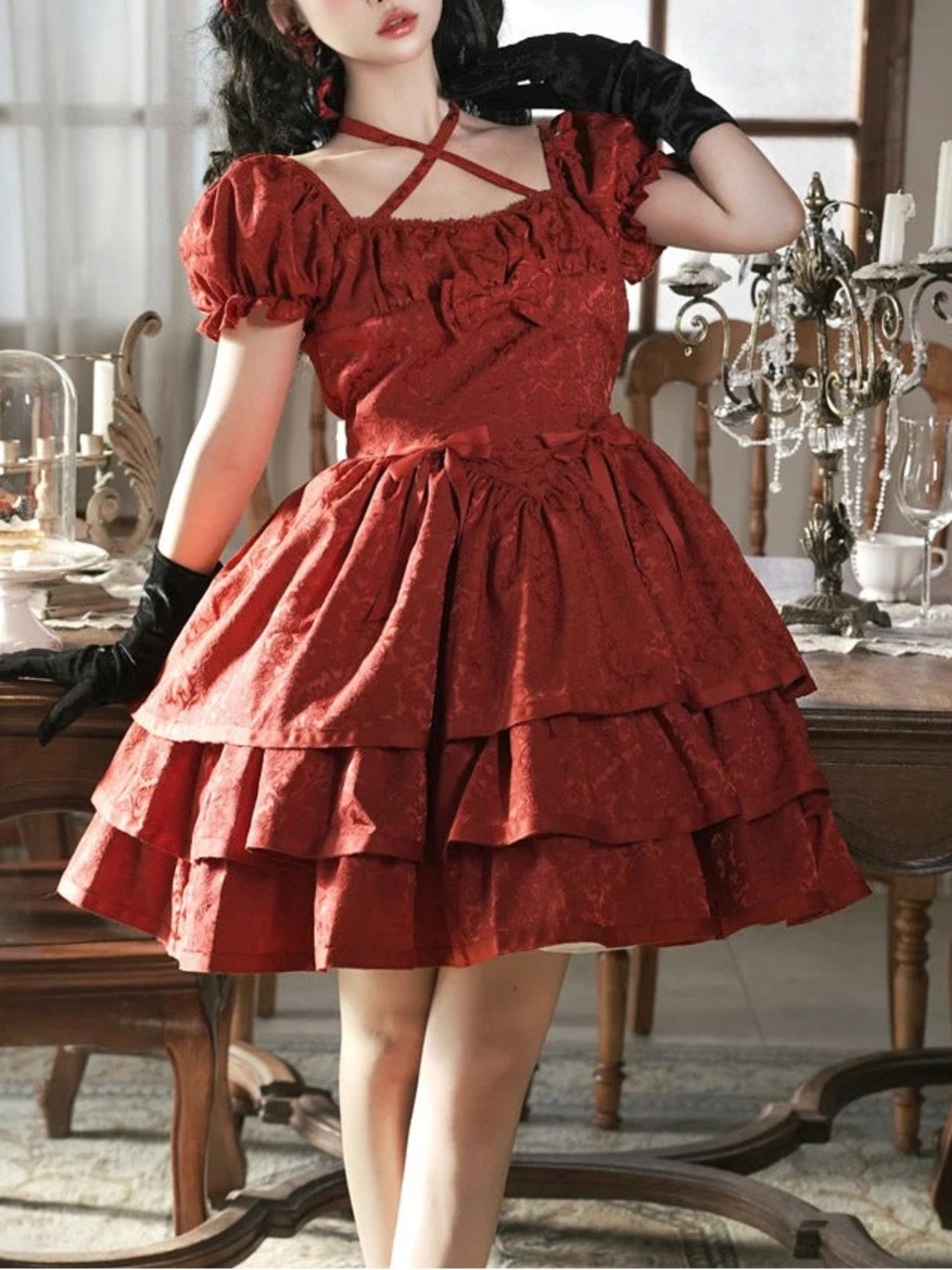 Eiyomi Red Sweet Gothic Lolita OP Princess Dress